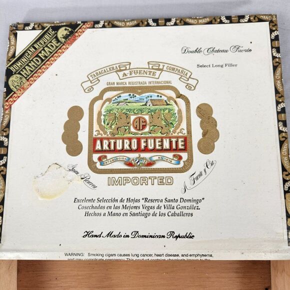 ARTURO FUENTE Double Chateau Wood Cigar Box Empty Dominican Republic Decor - Picture 9 of 12